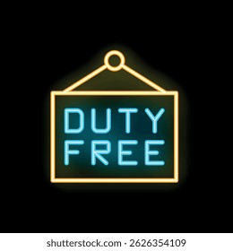 Neon sign showing duty free shopping sign, perfect for travel and tourism concepts