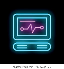 Neon sign showing a heartbeat on a monitor, representing medical technology and healthcare