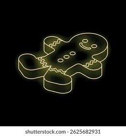 Neon sign showing a smiling gingerbread man, a classic christmas symbol