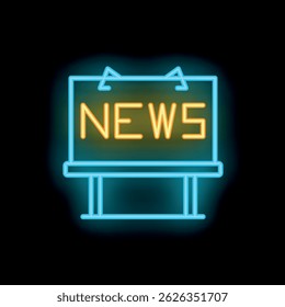 Neon sign showing the word news written in yellow and blue