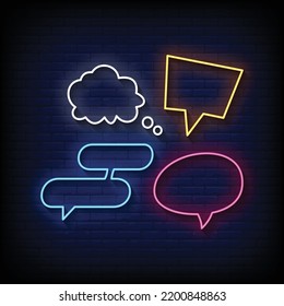 Neon Sign speech bubble Brick Wall Background vector