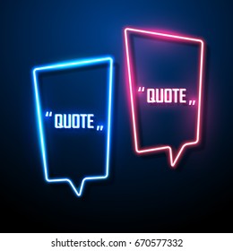 Neon sign speech bubble. Vector illustration.