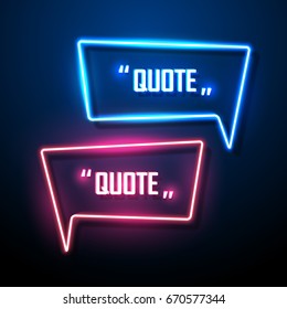 Neon sign speech bubble. Vector illustration.