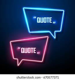 Neon sign speech bubble. Vector illustration.