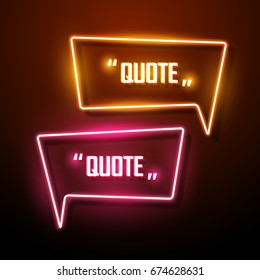 Neon sign speech bubble. Vector illustration.