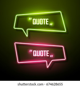 Neon sign speech bubble. Vector illustration.