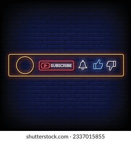 Neon Sign-Abo mit Backsteinwand, Vektorgrafik
