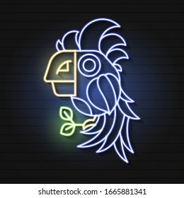 Neon Sign Of Summer Tropical Paradise Parrot Elements