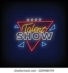 Neon Sign talent show with Brick Wall Background vector