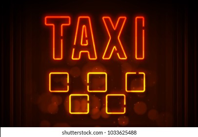 Neon sign taxi. Taxi flyer design. EPS10 vector