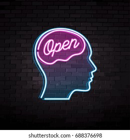a neon sign that says open vector illustration