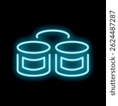 Neon sign of two paint cans hanging together representing a hardware store or a painting business