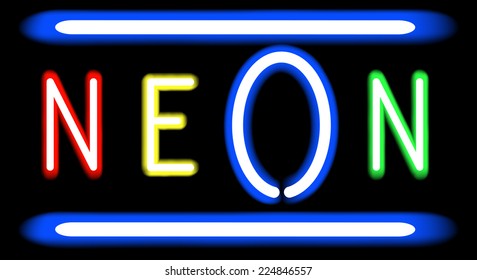 Neon Sign. Vector Illustration. Clip art. Gradient mesh