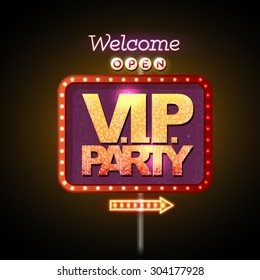 Neon sign V.I.P. party welcome