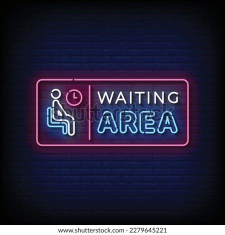 Neon Sign waiting area with brick wall background vector