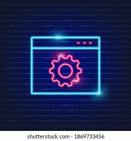 Neon sign web page customization. Vector illustration for website decoration. Data concept.