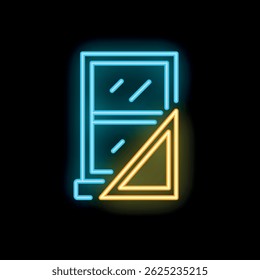 Neonzeichen eines Fensters mit einer Rakel, die es auf schwarzem Hintergrund reinigt