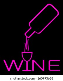 neon sign of wine being poured into glass