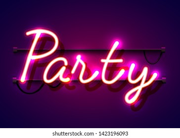 Neon Sign Word Party On Dark Stock Vector (Royalty Free) 1423196093 ...