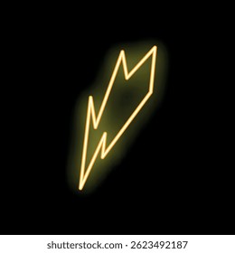 Neon sign of a yellow lightning bolt striking from the top left corner on a black background
