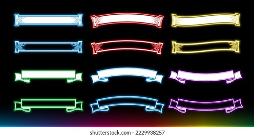 Neon signboard design horizontal label set.It is vector data that is easy to edit.