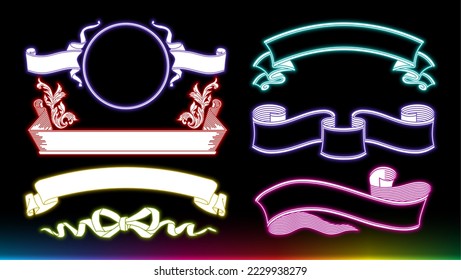 Neon signboard design horizontal label set.It is vector data that is easy to edit.