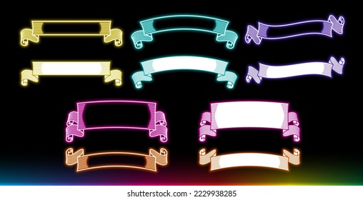 Neon signboard design horizontal label set.It is vector data that is easy to edit.