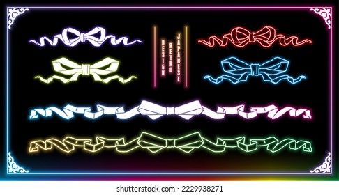 Neon signboard design ribbon set.It is vector data that is easy to edit.