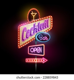 Neon Sign.Cocktail Bar