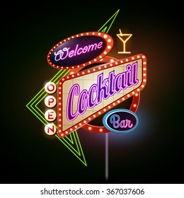 neon sign.Cocktail bar