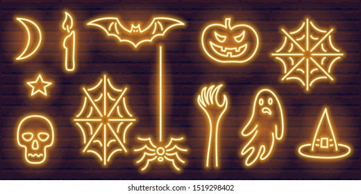 neon signs set for hallowen