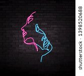 neon silhouette of a beautiful girl and man line design vector illustration - Vector