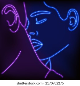 Neon Silhouette Girl Vector Illustration Portrait Stock Vector (Royalty ...