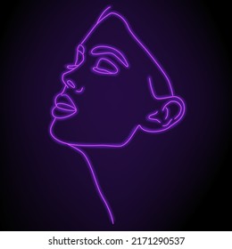 Neon Silhouette Girl Vector Illustration Portrait Stock Vector (Royalty ...