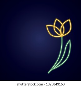 Vector de dibujo de la mano de una sola flor de neón