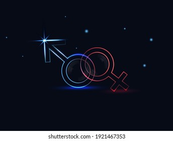 Canciones neón de Venus y Marte - ilustración vectorial