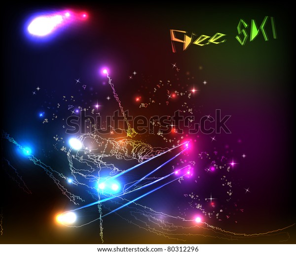 Neon Ski Jumping Easy Editable Stock Vector Royalty Free 80312296