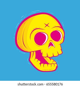 Neon Skull Illustration