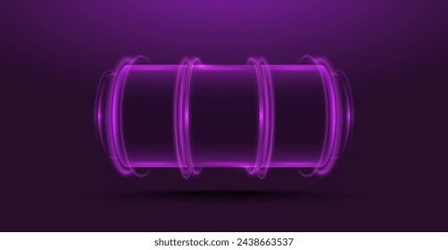 Neon slot machine isolated on dark background. Vector template for your design.