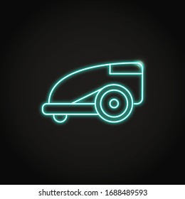 Neon smart lawn mower icon in line style. Robotic lawnmower symbol. Vector illustration.