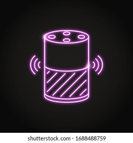 Neon smart speaker icon in line style. Audio device symbol. Vector illustration.