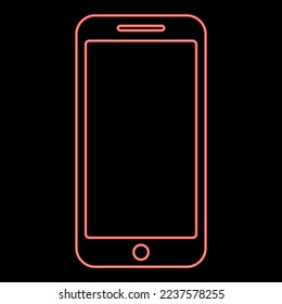 Neon Smartphone Rot Farbe Vektorgrafik Bild flach Stil Licht