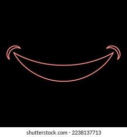 Neon smile Smlie doodle red color vector illustration image flat style light