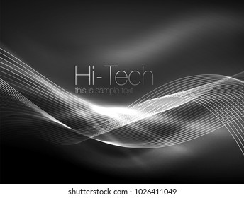 Neon smoke waves, vector flowing motion background