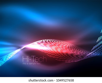 Neon smoke waves, vector flowing motion background