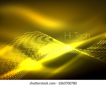 Neon smoke waves, vector flowing motion background