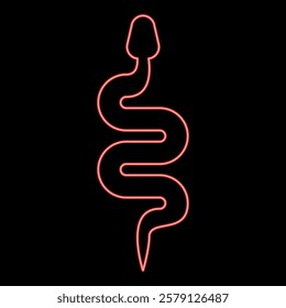 Neon snake silhouette red color vector illustration image flat style