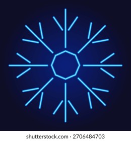 Neon snowflake icon Christmas vector illustration