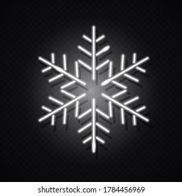 Neon snowflake icon isolated on dark background. X-mas, winter, New Year concept. Vector 10 EPS illustration.