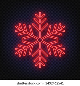 Neon snowflake  isolated on transparent background. Christmas and New Year's design template, mockup. Stocking Christmas decorations. 
